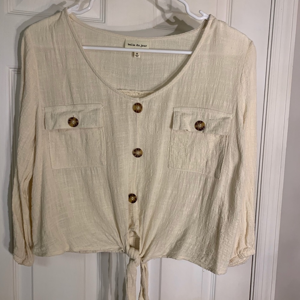 Belle Du Jour Cream Crop Top M